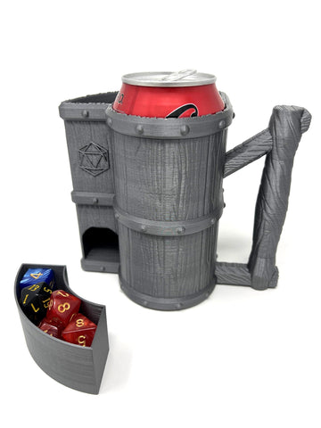 Munnygrubbers - Mug Dice Tower - No Paint Odorless Insulated Cup Can Dice Tower - (Random 7Pcs D20 Dice Set Included) - Dice Jail - Dice Holder - Dungeons And Dragons - Dnd Gift - (Silver)