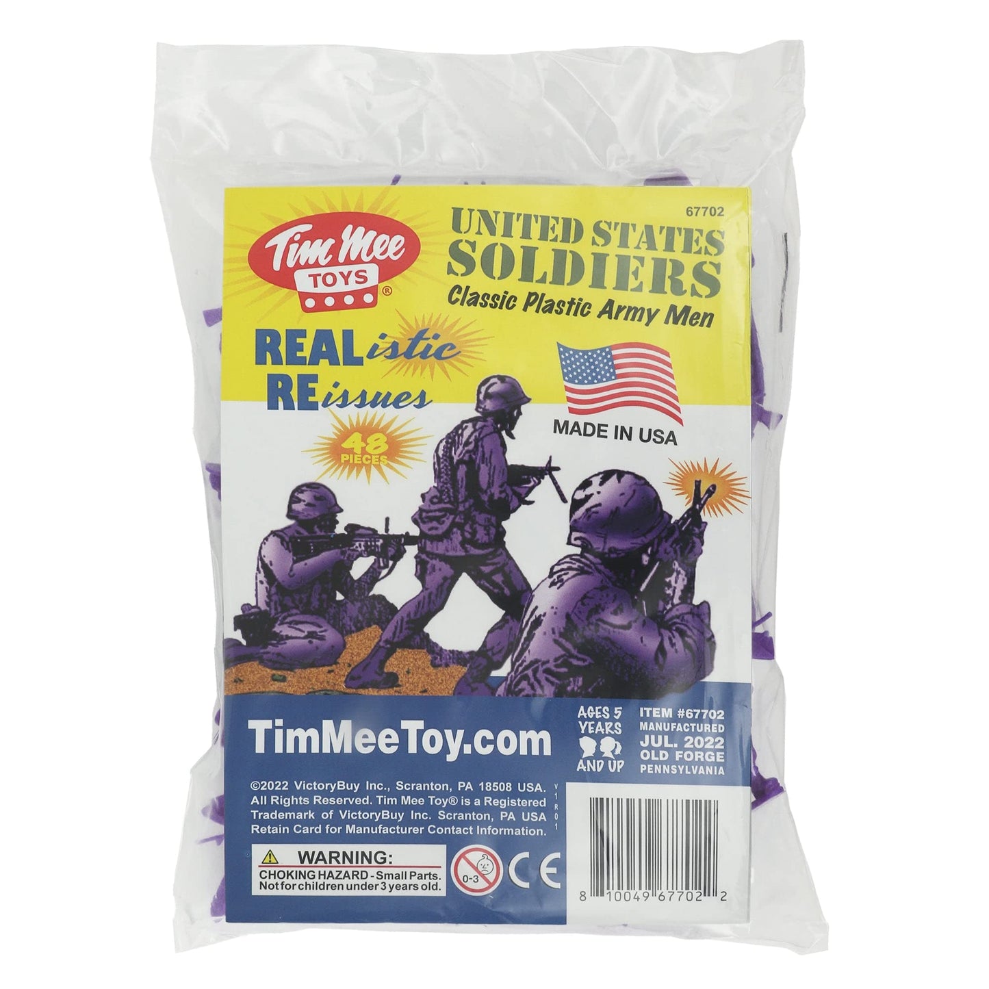 Tim Mee Toy Plastic Army Men - 48pc Purple Toy Soldier Figures - Made in USA, Model TM-67702