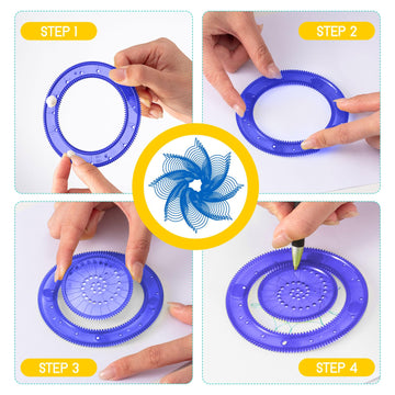 Chivao Spiral Art Gear Geometric Ruler Spiral Circle Template For Drawing Plastic Template Ruler Drawing Kit Spiral Curve Stencils With Pens Paper For Drawing Diy Art Crafts Sketch(Elegant)