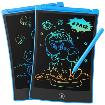 Tekfun 2 Pack Lcd Writing Tablet With 4 Stylus, 8.5In Erasable Doodle Board Mess Free Drawing Pad For Kids, Car Trip Educational