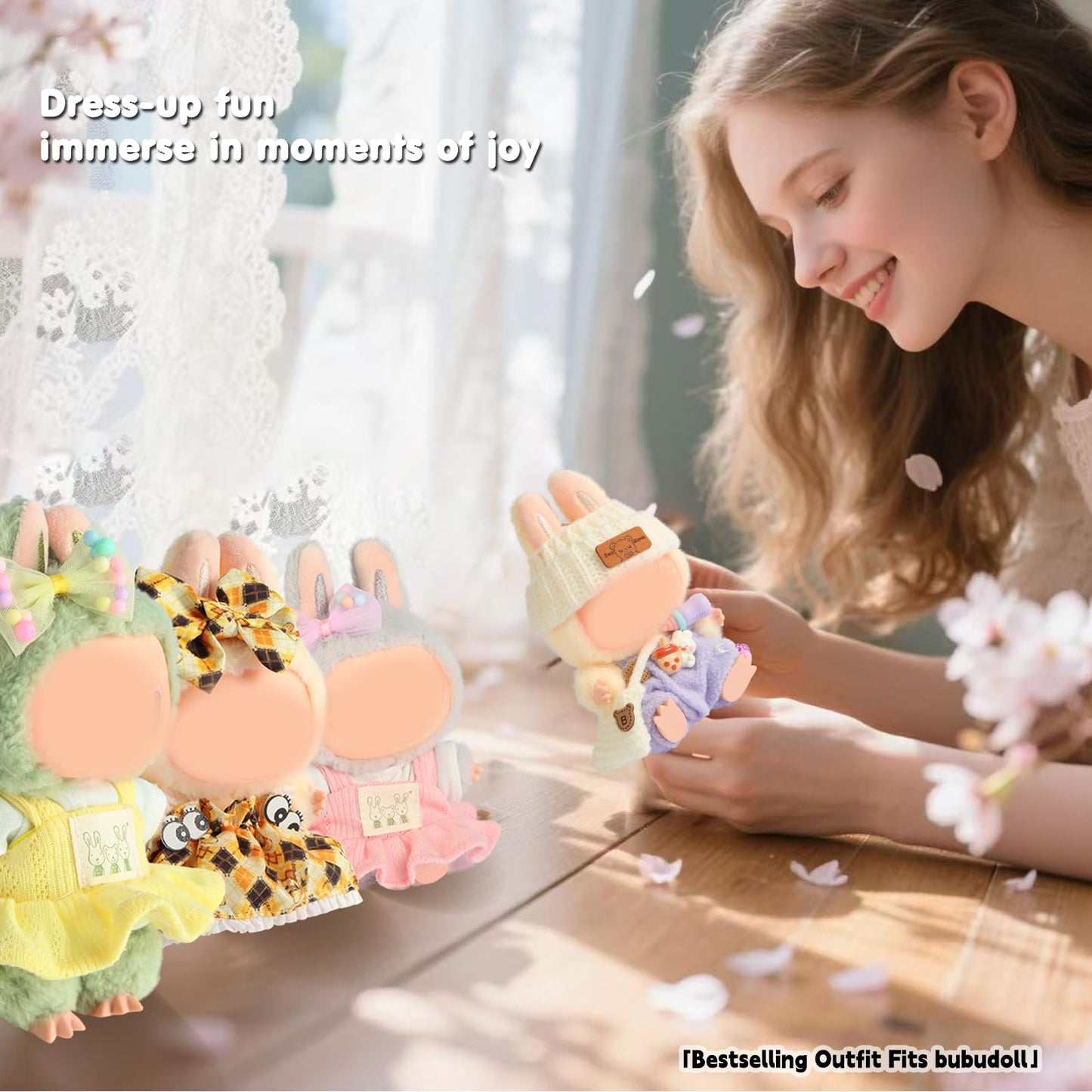 Ciunura 2025NEW Trendy Purple Clothes for bubudoll Designed for bubuclothes  Multiple Stylish Outfit for 5.9-6.7in Doll  Can Be Used to Change Clothes for Your15&17cm Dolls(Purple Overalls 3pc Set)