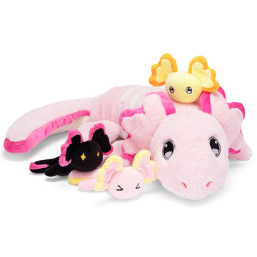 Ikasa Mommy Frog Stuffed Animal Mom And Baby Plush Toy, Cute 14'' Soft Small Mama Family Set Cuddly Toy With Little Mini Babies,