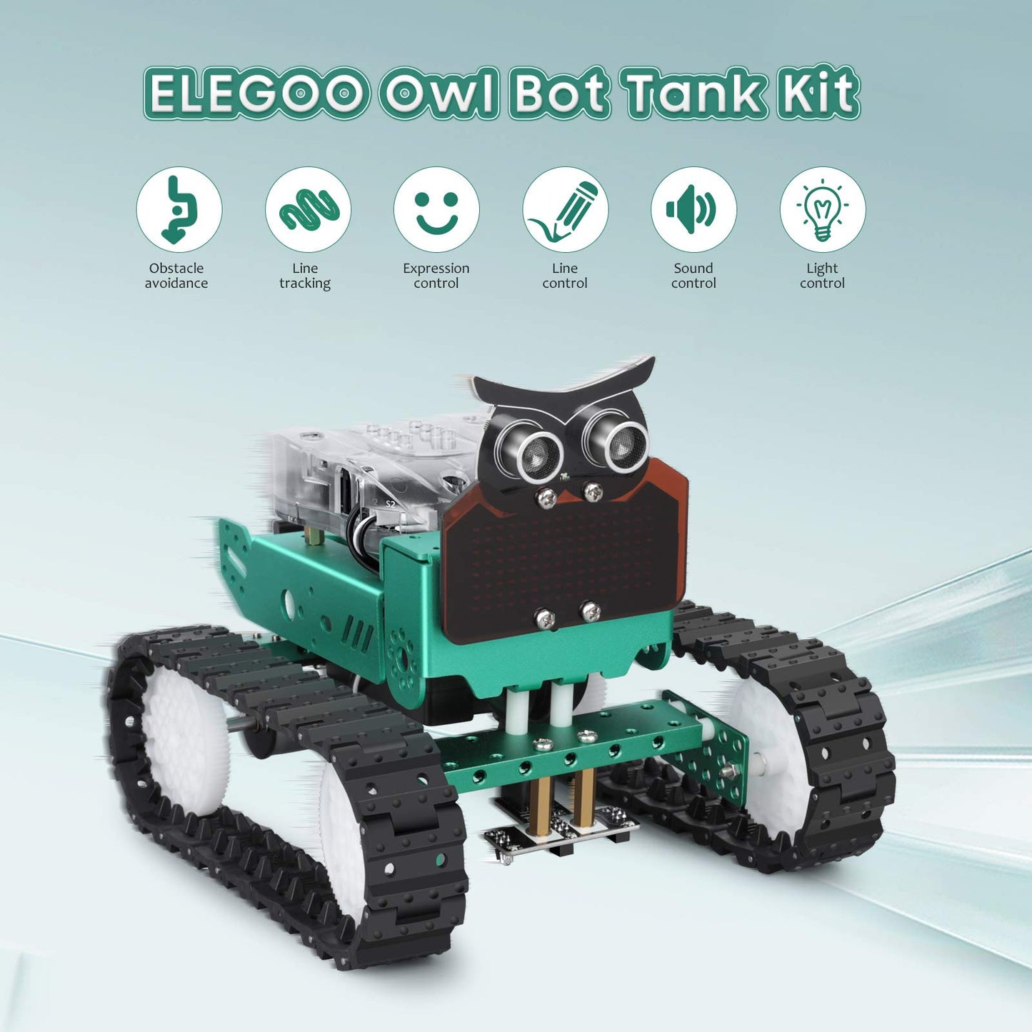 Elegoo Owl Smart Robotic Car Kit V2.0 For Arduino Robotics For Kids Ages 8-12 12-16 Stem Science Kits Coding Robots Toys For 8+