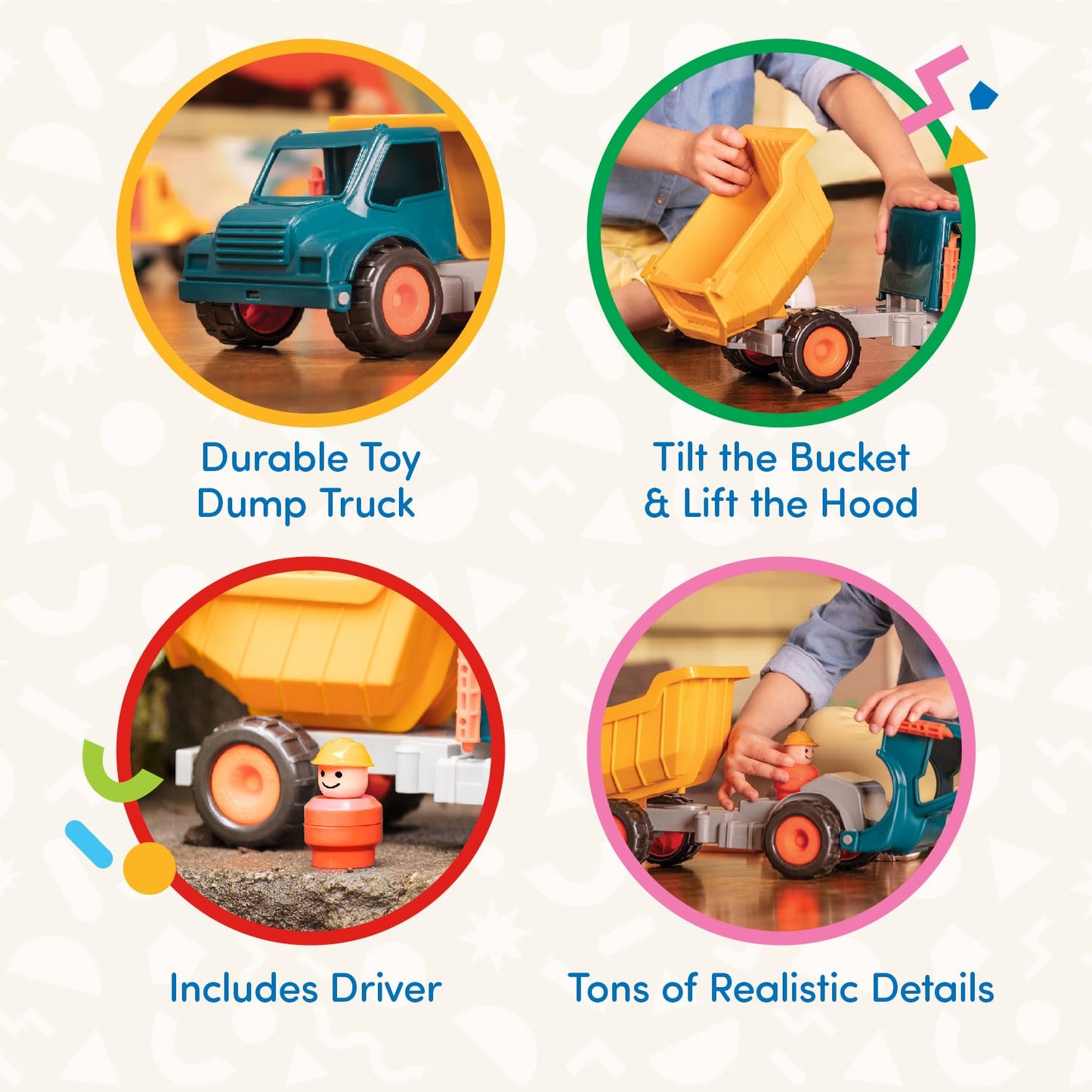 Battat - Yellow Dump Truck - Classic Toddler Trucks - Kids Construction Toys - Soft Rubber Wheels - 18 Months + - Dump Truck