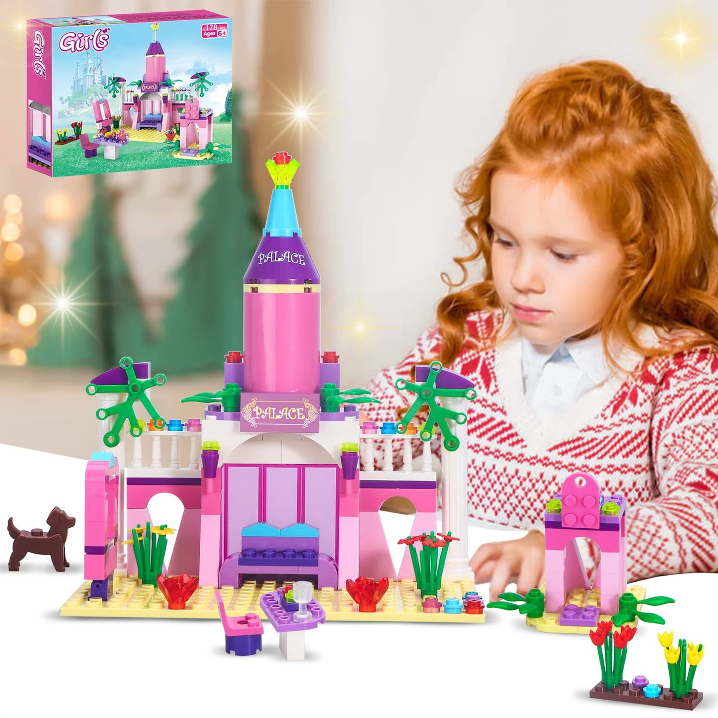 Brick Story Girls Princess Palace Building Blocks Toys 178 Pieces Pink Fairy Castle Building Set Girls Friends Construction Toy Playset Great Small Gift For Kids Age 6 7 8 9 10 And Up