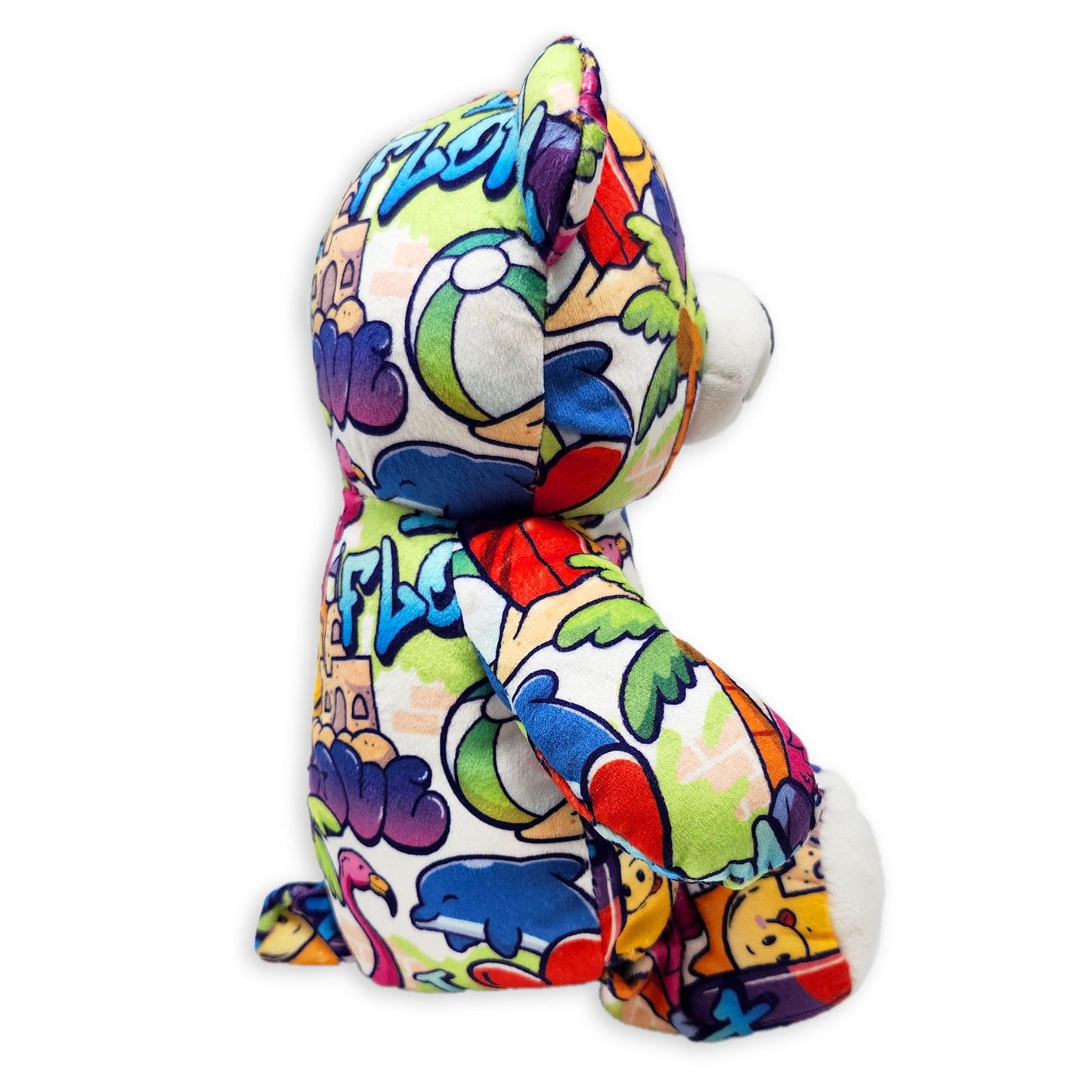 PLUSHOLOGY I Love Florida Graffiti Teddy Bear Eco Friendly Stuffed Animal; Cuddly Soft Velboa Plush Animal for Kids 3 Years Old to mature-themeds; Child-Safe Embroidered Face Details (10 Tall When Seated)