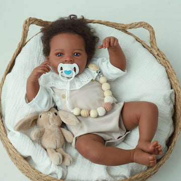 Wooroy Lifelike Reborn Baby Dolls Black - 20-Inch Realistic African American Newborn Baby Doll, Real Life Baby Dolls,Silicone Ba