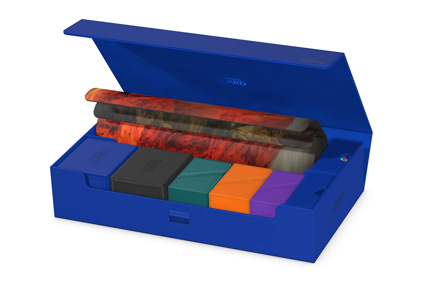 Ultimate Guard Omnihive 1000+, Deck Case for 1000 Double-Sleeved TCG Cards + 2 removable Trays, Blue, Magnetic Closure & Microfi