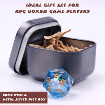 DND Dice Rolling Eyeball D20 Dungeon & Dragon Dice with a Green Bloodshot Eyeball, D20 Blue Polyhedral Dice-5e DND Accessories B