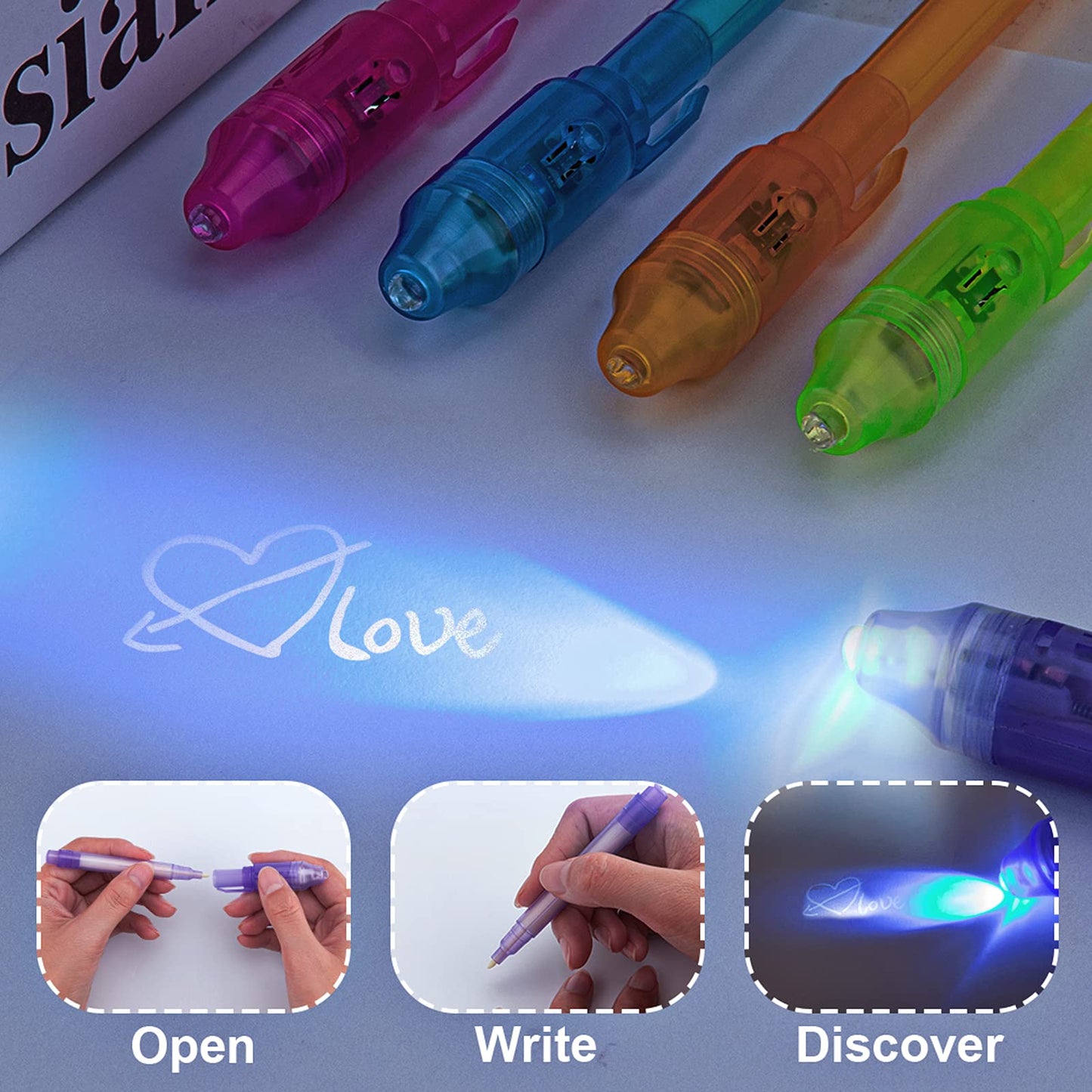 Invisible Ink Pen For Kids 16Pcs: Spy Pens With Uv Light Party Favors - School Classroom Students Prizes - Magic Gifts Birthday