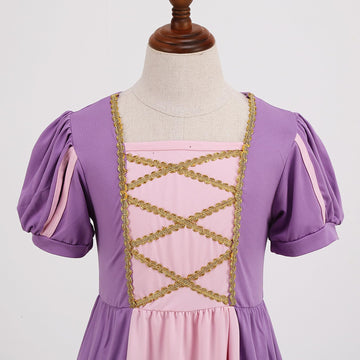 Addacos Girls Renaissance Medieval Dress Princess Costume Halloween Outfits Birthday Party Dress Up Clothes (Purple, 120 (4-5T))