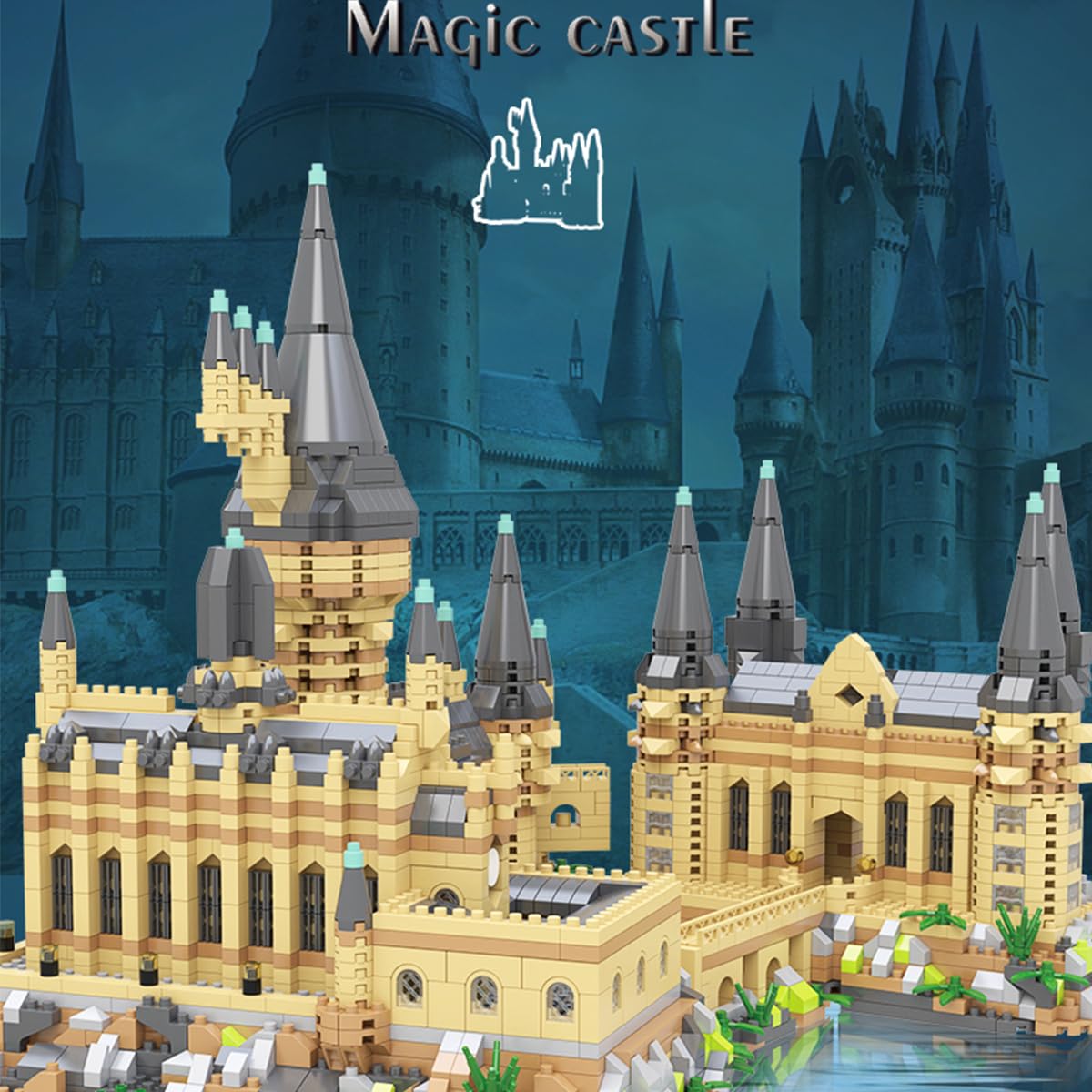 BDYDT Architecture Harry Castle Micro Building Blocks Set - 2929PCS Plastic Model Toy, 7.40" X 9.64" X 8.11" for Kids & Adults