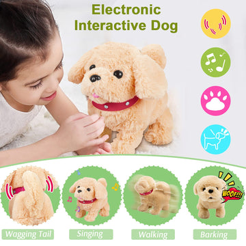 Koonie Toy Dog, Singing, Walking, Barking, Tail Wagging, Plush Interactive Toy for 2-5 Years Kids
