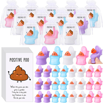 Hydren 24 Sets Funny Positive Poo Gifts Mini Gag Toilet Toys Support Cards With Bags For Employee Appreciation Party Favors Whit