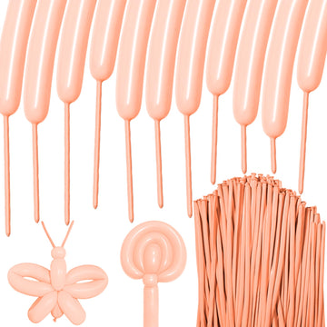 Hykjnbw Orange Long Balloons For Balloon Animals, 260 Pastel Balloons Art Kit For Twisting, Skinny Modeling Balloons Supplies Fo