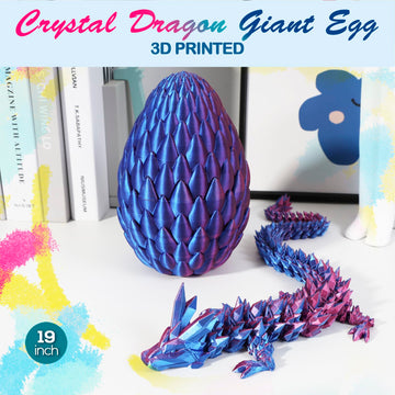 3D Printed Dragon,Dragon Eggs With Dragon Inside,Surprise Dragon Egg Toy,19'' Full Articulated Crystal 3D Dragonls(Giant Dragon