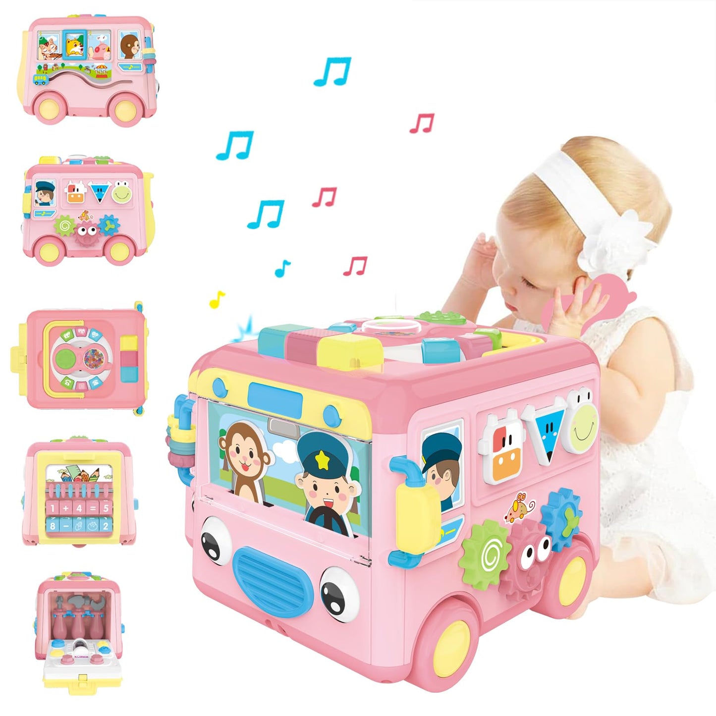 Syozac Toys for 1 Year Old Girls Learning Toy with Music/Math/Activity Game 8 in 1 Interactive Baby Early Educational Toy Montes