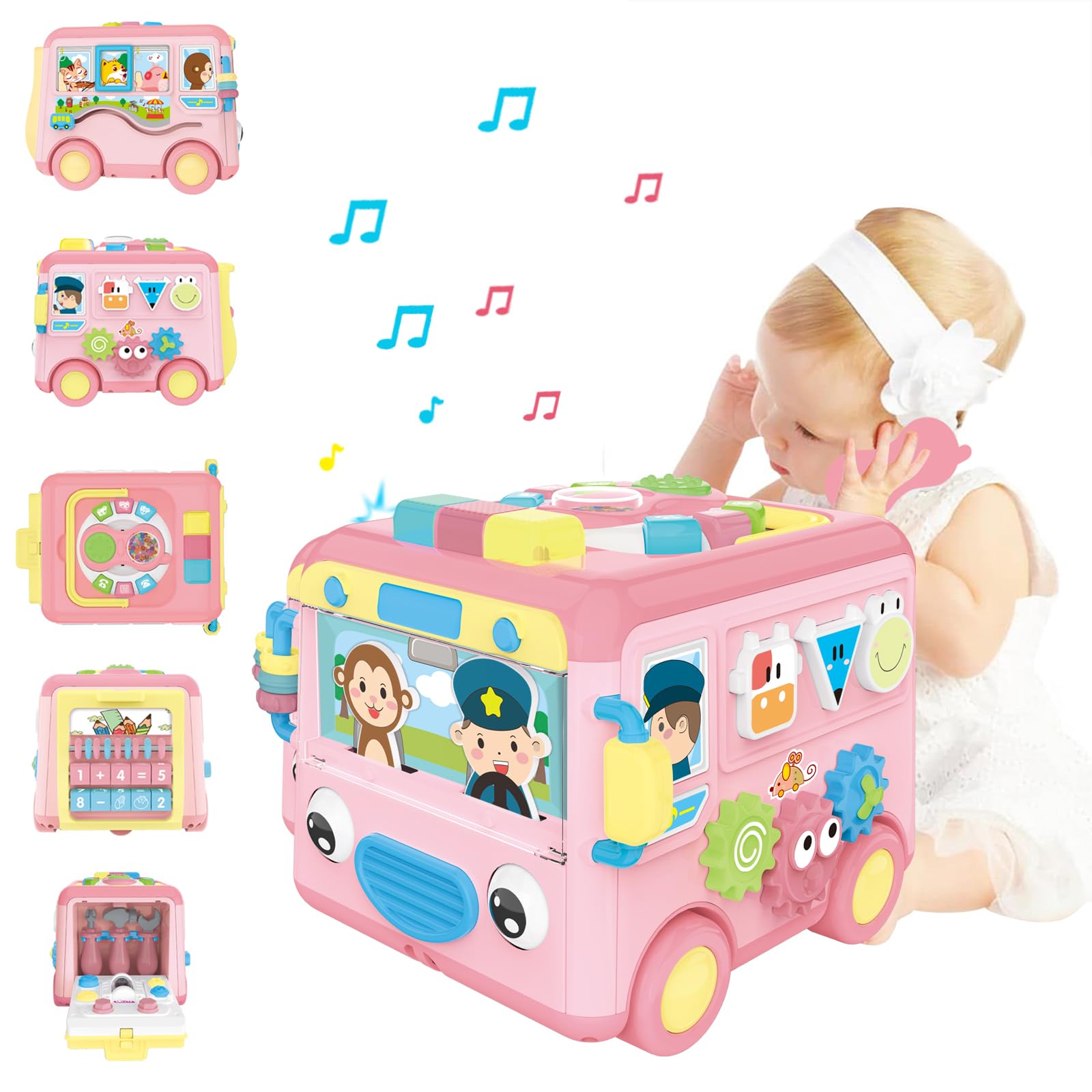 Syozac Toys for 1 Year Old Girls Learning Toy with Music/Math/Activity Game 8 in 1 Interactive Baby Early Educational Toy Montes