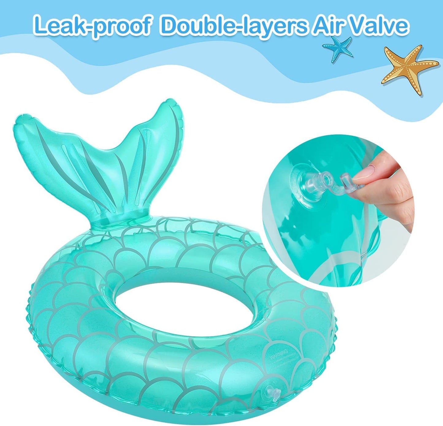 Moko Inflatable Swimming Ring, [2 Pack] Children Cute Pool Float Tube Decorations Swim Tubes Outdoor Pool Beach Water Floats Party Supplies Kids Floaties, Rose Gold & Blue