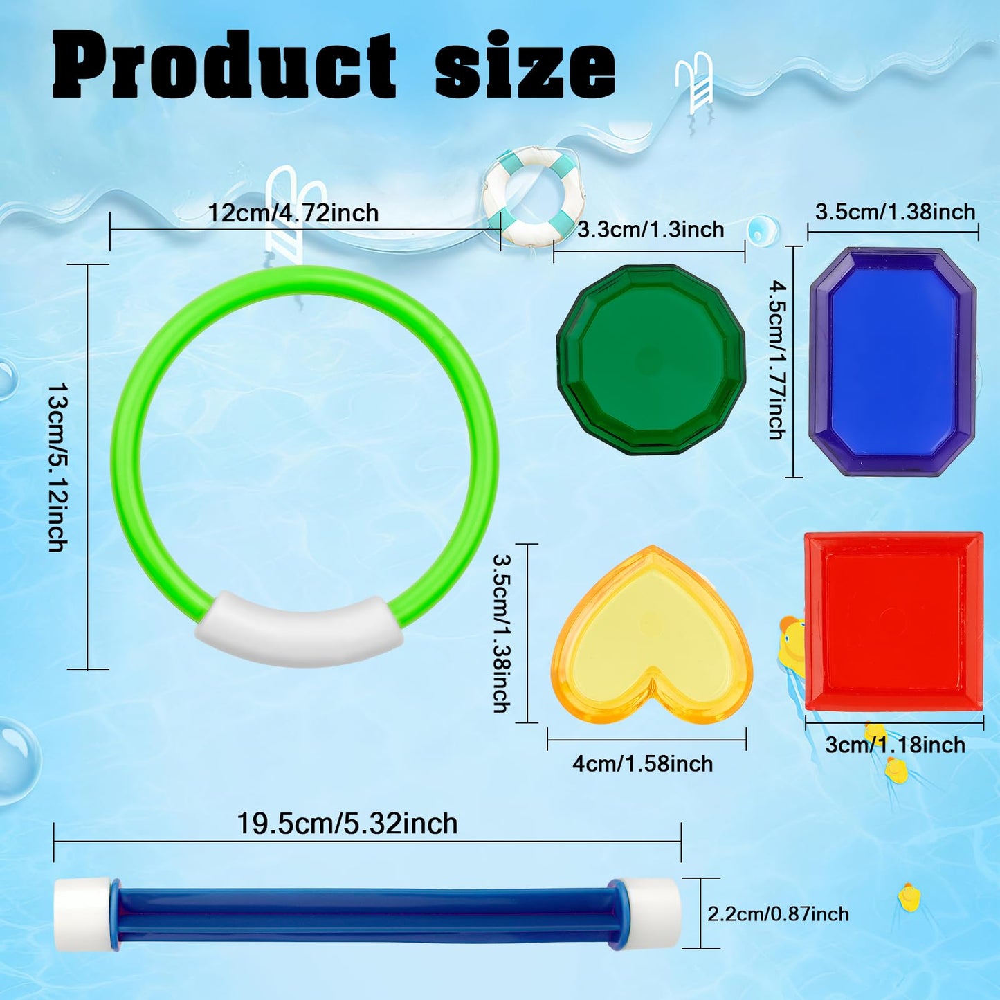 Pool Toys For Kids Ages 8-12 4-8, 16 Pcs Pool Diving Toys For Kids Age 3-10, Summer Underwate Swimming Training Diving Rings Div