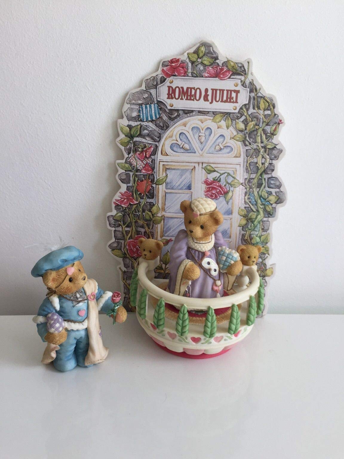 Cherished Teddies Romeo and Juliet Figurine, Model 203114, Rose Resin Collectible
