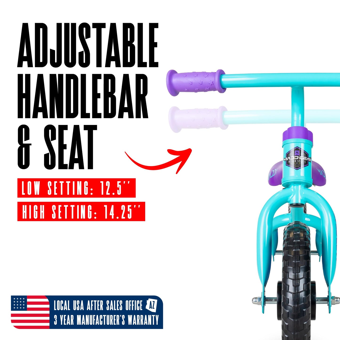 Madd Gear Toddler Balance Bike - Lightweight No Pedal First Bike For Ages 18 Months To 4 Years - Adjustable Seat - 10'' Maintena