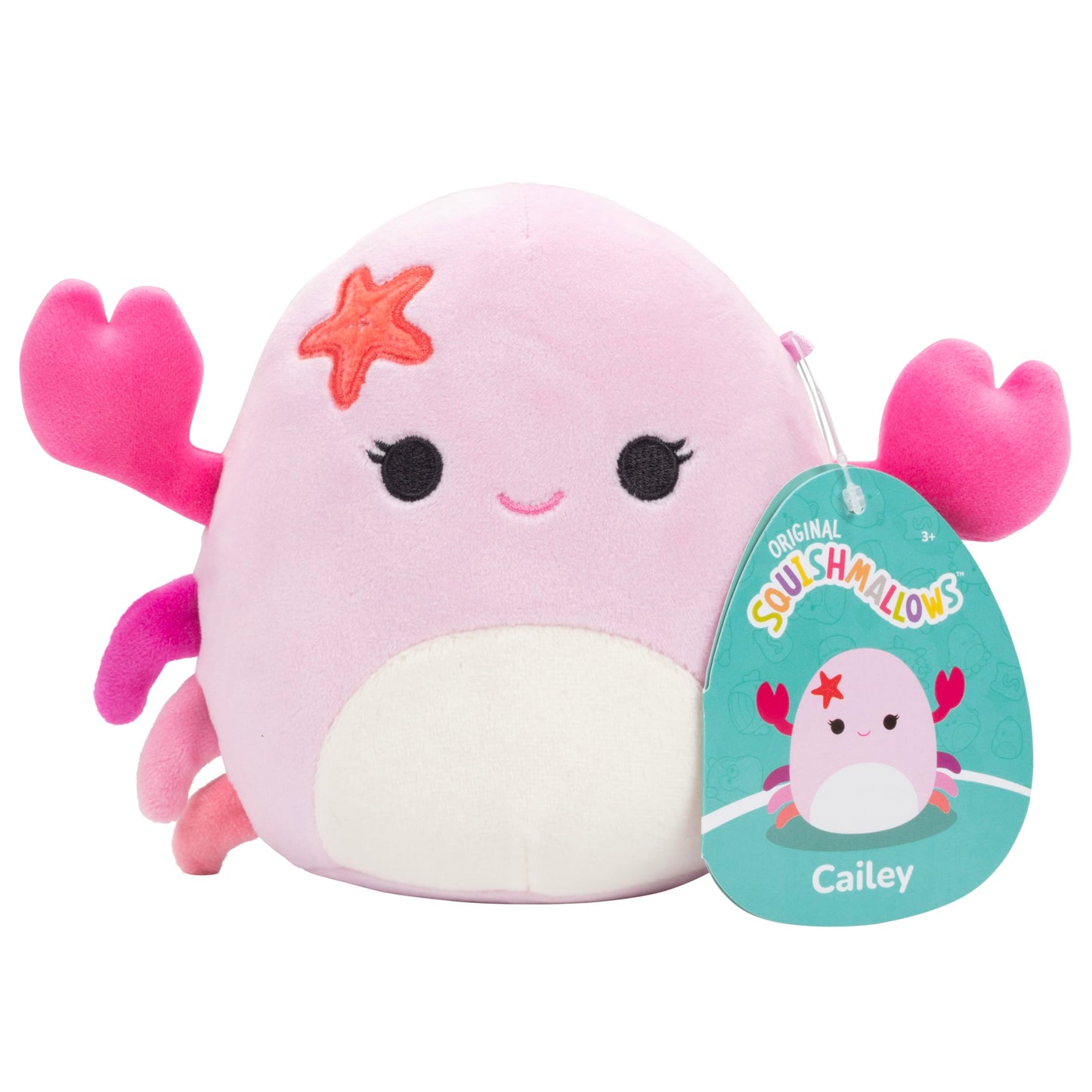 Squishmallows 5-Inch Cailey The Crab Plush Toy - Soft Pink Stuffed Animal - Collectible Easter Basket Stuffer - Model SQCR04993