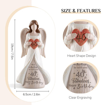 Storieme 40Th Birthday Gifts Women: Best Happy Birthday Gift For 40 Year Old Woman Daughter Sister Female, Unique Birthday Angel Figurine Decorations