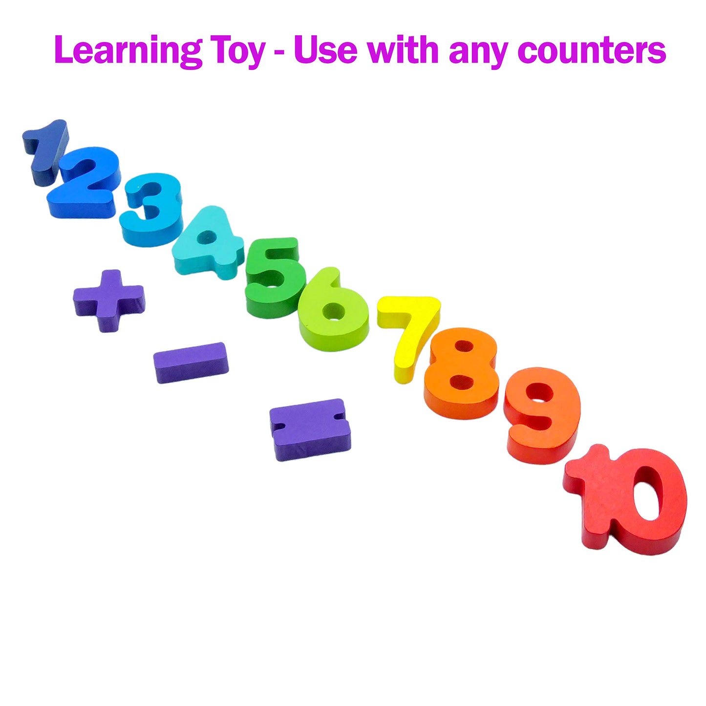 Skoolzy Rainbow Wooden Numbers Puzzle 13 Piece Set - Kids Can Learn Addition Subtraction Educational Counting Math Montessori Toys For Toddlers Preschool Wood Toy Learning Blocks For Kids Ages 3+