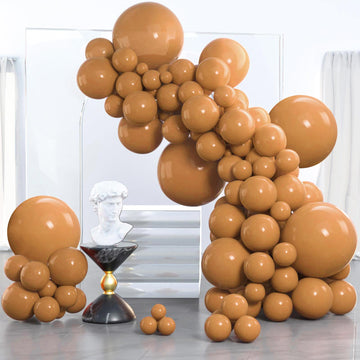 Partywoo Brown Balloons, 120 Pcs Different Sizes Pack Of 18 Inch 12 Inch 10 Inch 5 Inch, Boho Coffee Neutral Balloons Arch Kit Garland For Baby Shower Animal Birthday Party Decorations, Brown-F10
