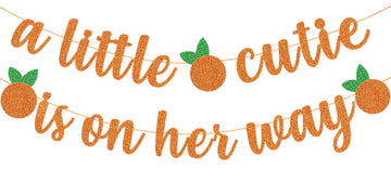 A Little Cutie Is On Her Way Banner, Little Cutie Banner, A Little Cutie Is On The Way Baby Shower Decorations, Girl Orange Theme Birthday Party Decorations Supplies