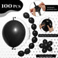 Meanplan 100 Pcs Link Balloon Linking Balloon Latex Linkable Balloons Connected Wedding Party Decoration(Black,12 Inch)