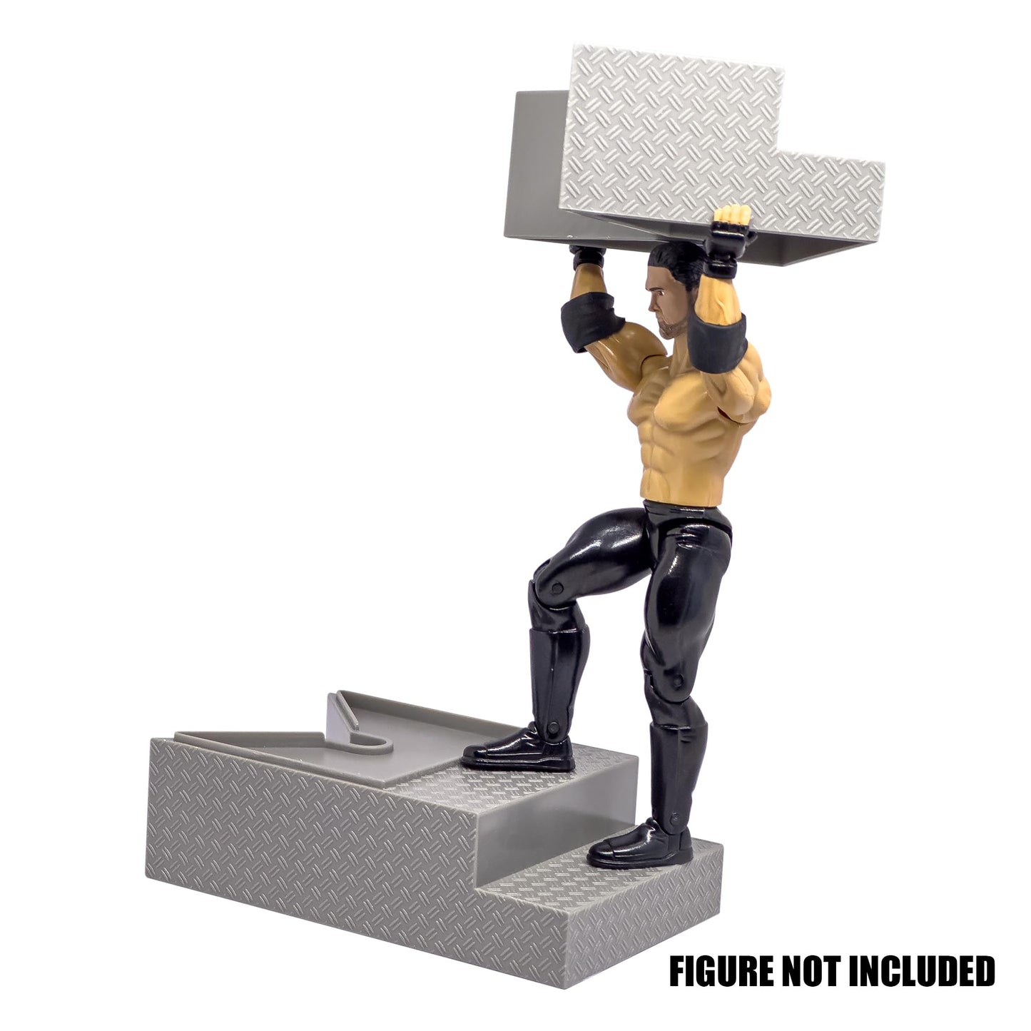 Set Of 4 Deluxe Gray Breakable Ring Stairs For Wrestling Action Figure Rings