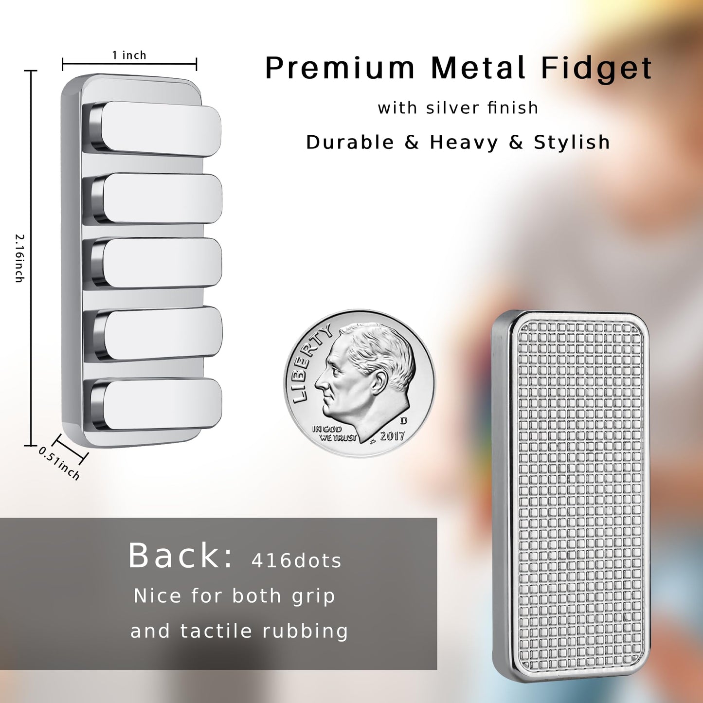 Fidget Toys Adults Metal Fidget Slider Edc Magnetic Haptic Fidget Clicker With 3 Noise Levels, Loud-Quieter-Quiet Fidget Toy For