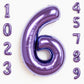 Rainbowq Party 6 Balloon Number 40 Inch For Boy Or Girl Big Purple 0-9 Foil Mylar Large 6 Number Balloon Happy 6Th Birthday Part