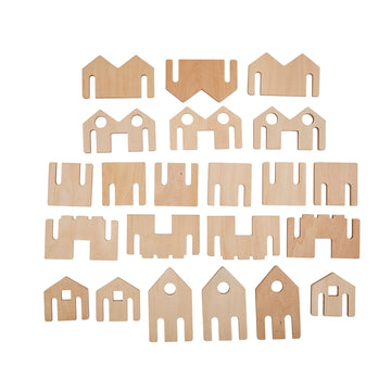 The Freckled Frog Little Happy Architect - Set Of 22 - Ages 18M+ - Wooden Blocks For Toddlers - Create Endless Village Layouts -