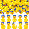 Weysat 60 Pcs Mini Cheer Resin Ducks Cheer Team Gifts Bulk Tiny Blue Bow Ducks Miniature Figurine Decoration Tabletop Shelf Cent