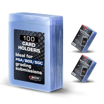 Bcw Semi Rigid 1 Card Holder - 100 Ct Trading Card Sleeves | Psa, Bgs, Sgc & Csg Grading Submission Sleeves For Cards | Sports C