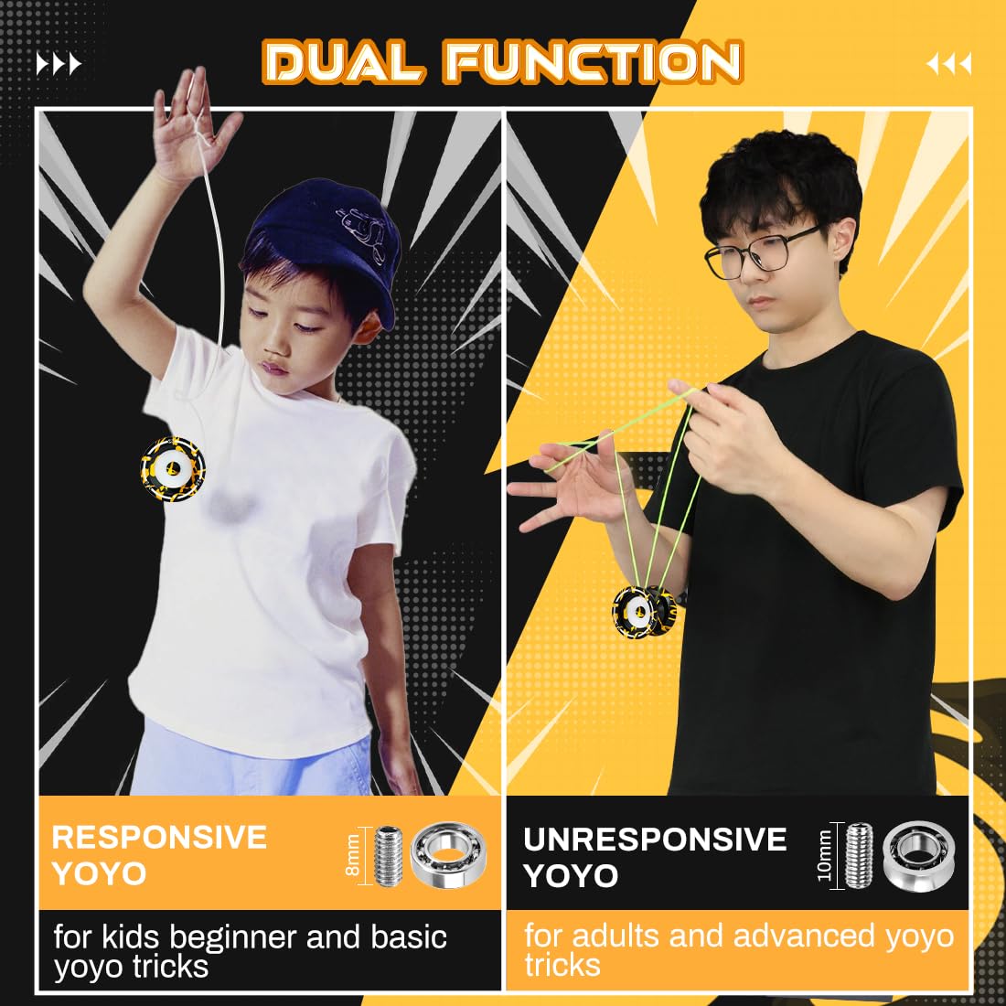 7Yo S2 Dual Purpose Responsive Yoyo Professional Tricks Yoyo For Adults, Finger Spin Yoyo Easy To Tug Return, Metal Alloy Yoyo F
