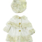 American Fashion World White and Gold Coat for 18-Inch Dolls | Hat Included | enhanced Quality & Trendy Design | Dolls Clothes | Outfit Fashions for Dolls for Popular Brands