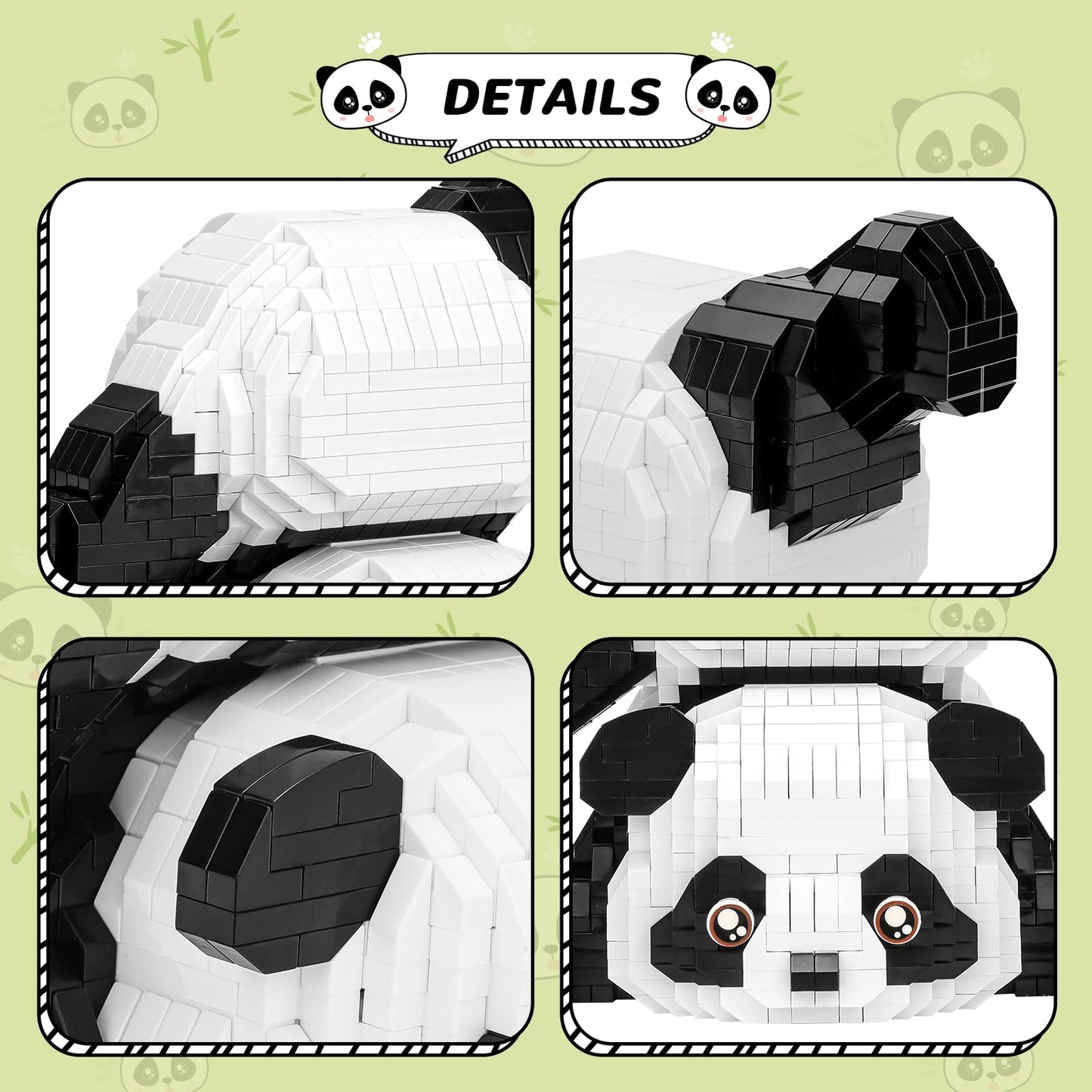 Cute Panda Mini Building Blocks Sets For Goodie Bags, Not Compatible With Lego Animals, 1325 Pcs Micro Mini Building Toy Bricks For Adults, Party Favors For Kids Boys Girls 12-14