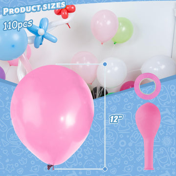 Lovestown 110Pcs Light Pink Latex Balloons, 12 Inch Pastel Pink Helium Balloons Party Balloons Arch With Ribbon For Engagement Birthday Baby Shower Wedding Gender Reveal Party Decorations