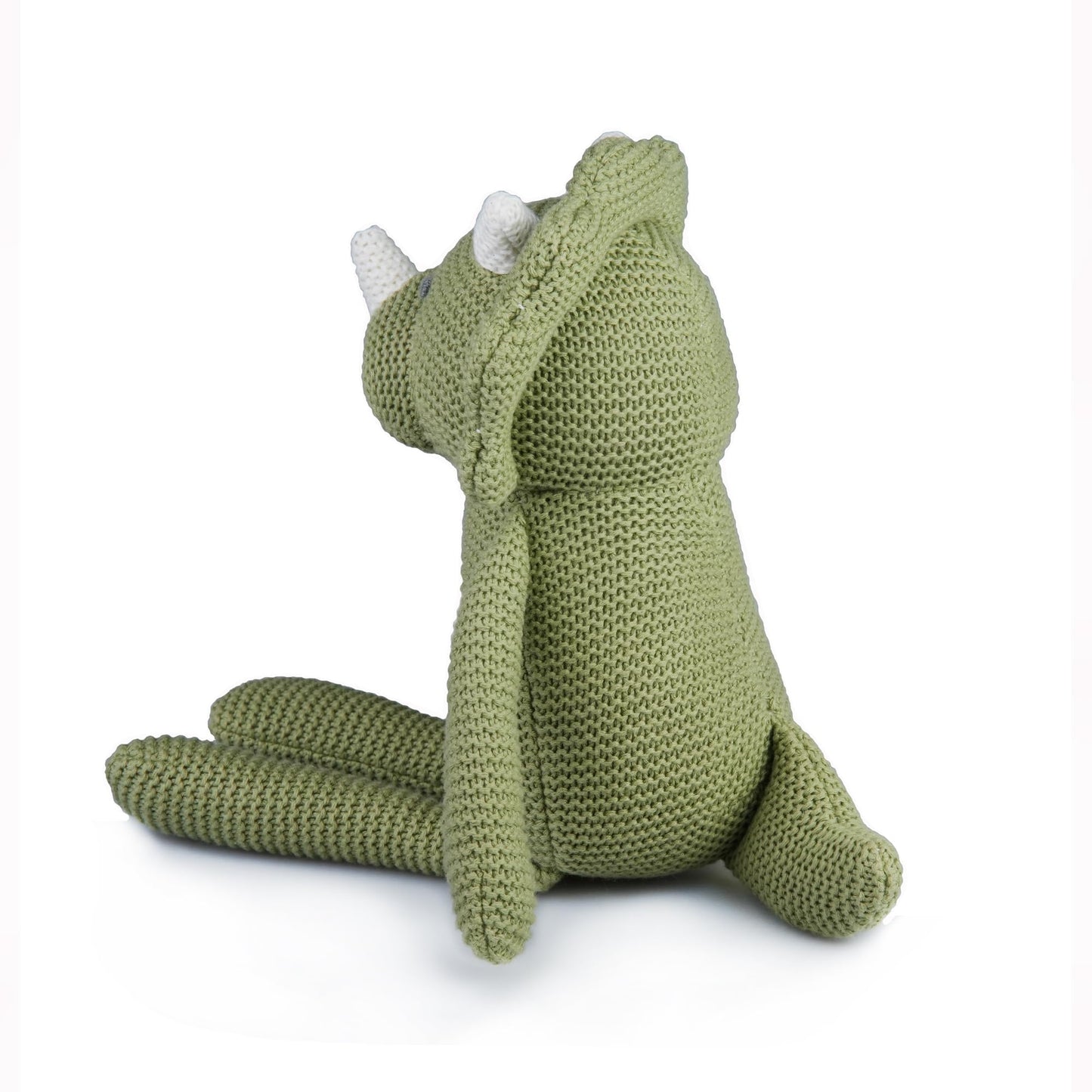 FLUFFYFUN 100% Organic Cotton Baby Dinosaur Stuffed Animal | 7.1" Green Plush Toy | Model OA013