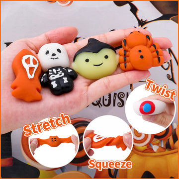 DZMEIRY 50Pack Mochi Squishy Toys, Multicolor Silicone Fidget Party Favors for Kids, Small Stress Relief Goodie Bag Fillers