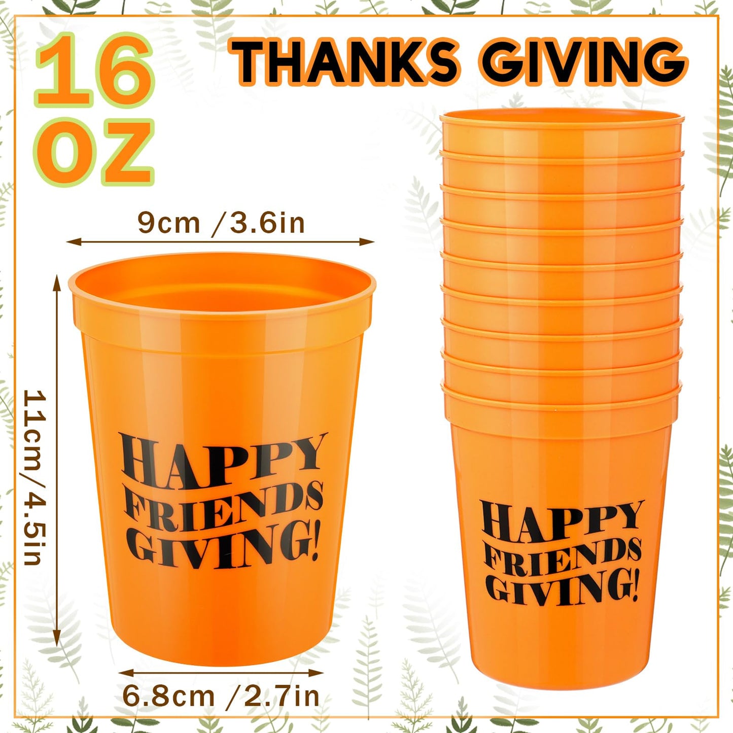 Willinglong 24 Pcs Friendsgiving Cups 16oz Happy Friendsgiving Party Decorations Reusable Plastic Drinking Cups Fun Friends Gath