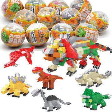 Umeelr 12Pcs Pre Filled Easter Eggs With Dinosaurs Building Blocks, Egg Surprise Toys For Easter Basket Stuffers, Easter Party F