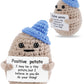 Jelutar Mini Funny Positive Potato, 3 Inch Knitted Doll With Positive Card For Cheer Up Gifts And Party Decorations, Cute Positive Potato Crochet Doll For Birthday Gifts (Potato With Blue Hat)