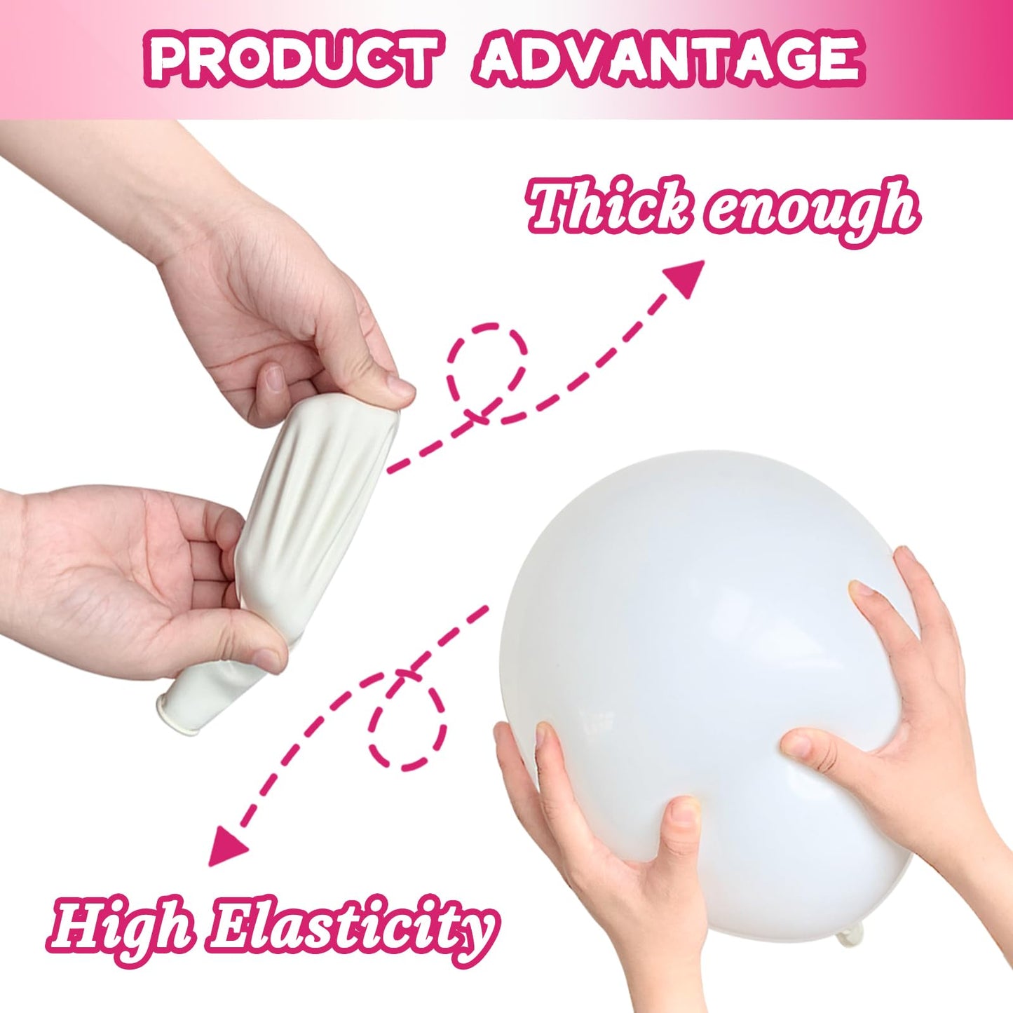 Pink White Balloons 100Pcs 12 Inch Hot Pink Pastel Pink White Balloons With 2 Ribbon For Valentine'S Day Girl'S Woman'S Birthday