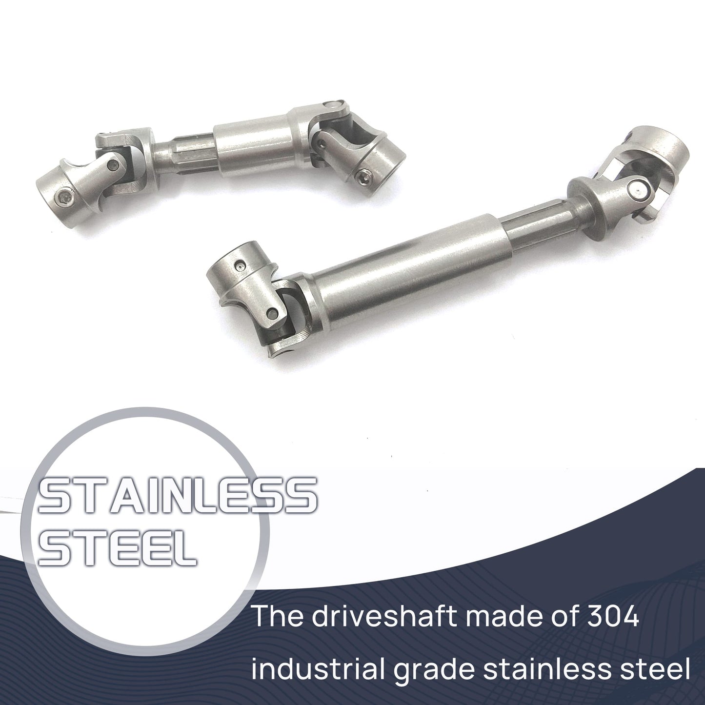 Hoplex Stainless Steel Drive Shaft Front Rear Center Driveshafts For 1/18Th Trx4M Defender Bronco Rc Crawler Car Upgrades 2Pcs(S