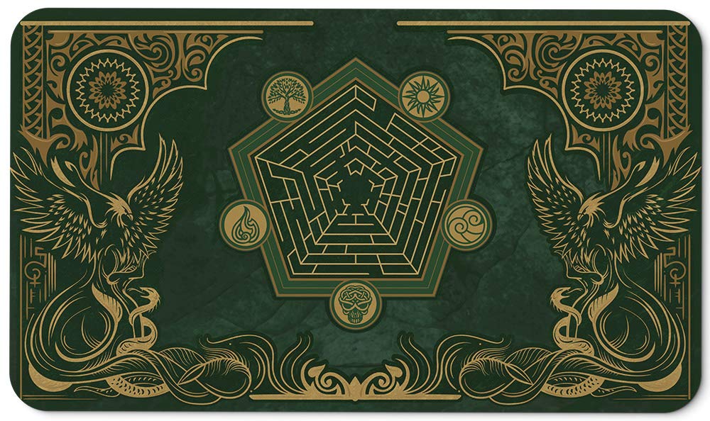 Paramint Emerald Phoenix (Stitched) - Mtg Playmat - Compatible With Magic The Gathering Playmat - Play Mtg, Yugioh, Tcg - Original Play Mat Art Designs & Accessories